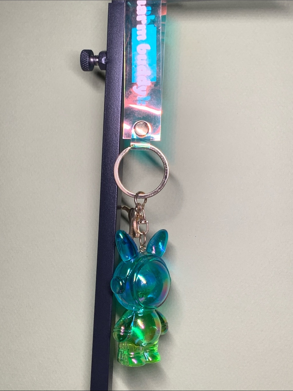 Charm Buddy Keychain - Blue & Green Astronaut Bunny